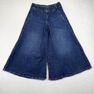 Pilcro Anthropologie Jeans Womens 26 Wide Leg Crop Culotte Stretch Denim Boho